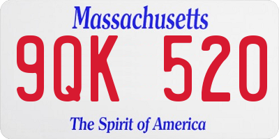 MA license plate 9QK520
