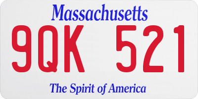 MA license plate 9QK521