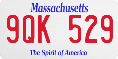 MA license plate 9QK529