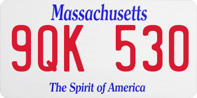 MA license plate 9QK530