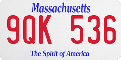 MA license plate 9QK536