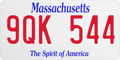MA license plate 9QK544