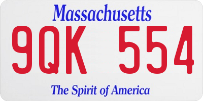 MA license plate 9QK554