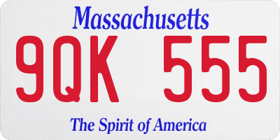 MA license plate 9QK555