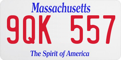MA license plate 9QK557