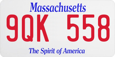 MA license plate 9QK558