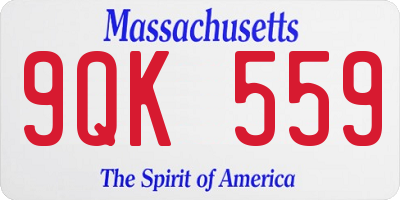 MA license plate 9QK559