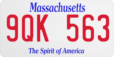 MA license plate 9QK563