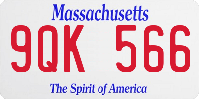 MA license plate 9QK566