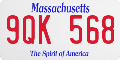 MA license plate 9QK568
