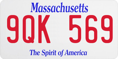 MA license plate 9QK569