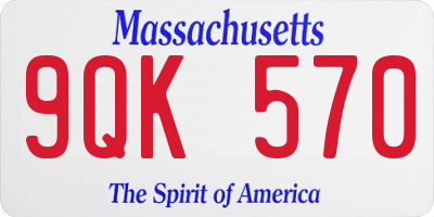 MA license plate 9QK570