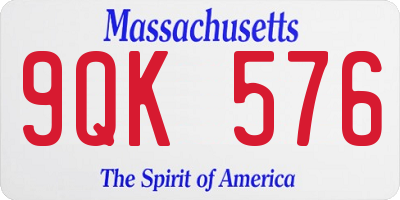 MA license plate 9QK576