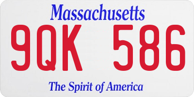 MA license plate 9QK586