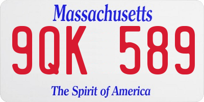 MA license plate 9QK589