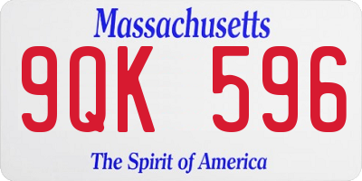 MA license plate 9QK596