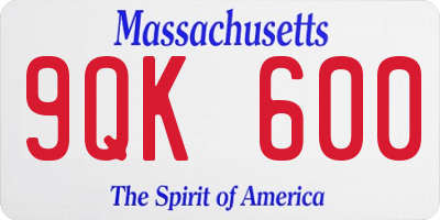 MA license plate 9QK600