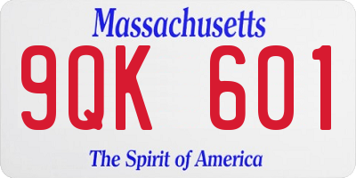 MA license plate 9QK601