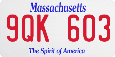 MA license plate 9QK603