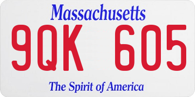 MA license plate 9QK605