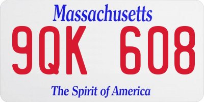 MA license plate 9QK608