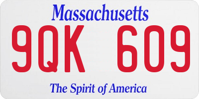 MA license plate 9QK609