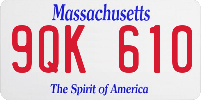 MA license plate 9QK610