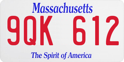 MA license plate 9QK612
