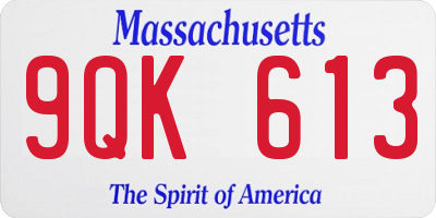 MA license plate 9QK613