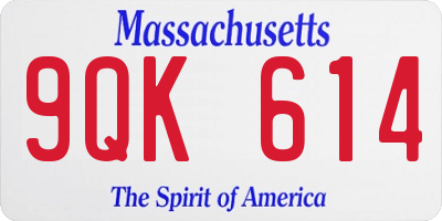 MA license plate 9QK614