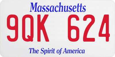 MA license plate 9QK624