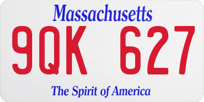 MA license plate 9QK627