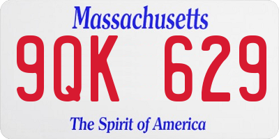 MA license plate 9QK629