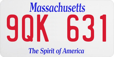 MA license plate 9QK631