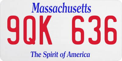 MA license plate 9QK636