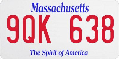 MA license plate 9QK638