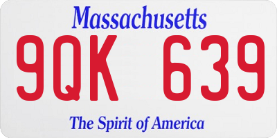 MA license plate 9QK639