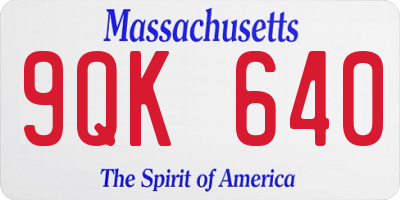 MA license plate 9QK640