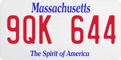 MA license plate 9QK644