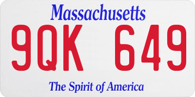 MA license plate 9QK649