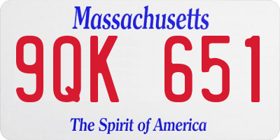 MA license plate 9QK651