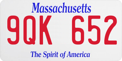 MA license plate 9QK652