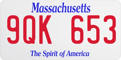 MA license plate 9QK653