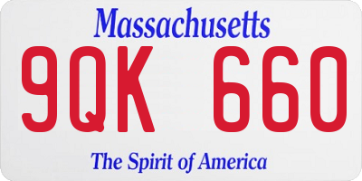MA license plate 9QK660