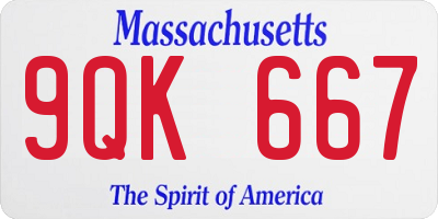 MA license plate 9QK667