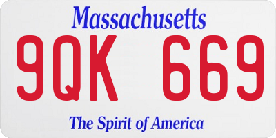 MA license plate 9QK669