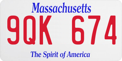 MA license plate 9QK674