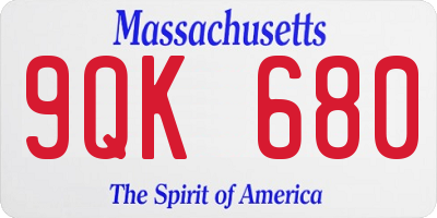MA license plate 9QK680