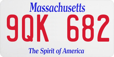 MA license plate 9QK682