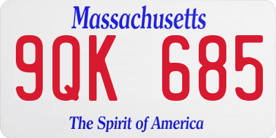 MA license plate 9QK685